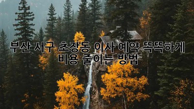 부산 서구 초장동 이사 예약, 똑똑하게 비용 줄이는 방법!